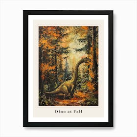 Dinosaur In An Autumnal Forest 1 Poster Art Print