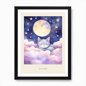 Baby Kitten 8 Sleeping In The Clouds Nursery Poster Affiche