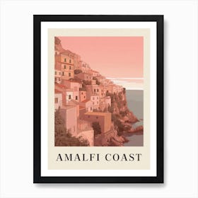 Amalfi Coast Vintage Pink Italy Poster Art Print