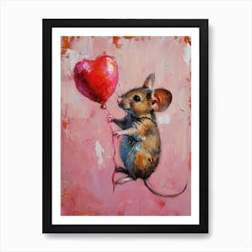 Cute Mouse 4 With Balloon Art Print