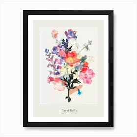 Coral Bells Collage Flower Bouquet Poster Art Print