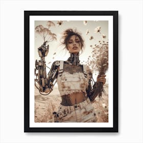 Robot Girl In The Desert Art Print