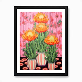 Mexican Style Cactus Illustration Acanthocalycium Cactus 2 Art Print