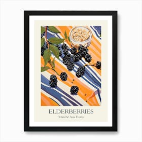 Marche Aux Fruits Elderberries Fruit Summer Illustration 1 Art Print