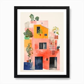 A House In Amalfi, Abstract Risograph Style 4 Art Print