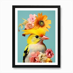 Bird With A Flower Crown American Goldfinch 1 Art Print