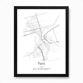 Paris,Canada Minimalist Map Art Print