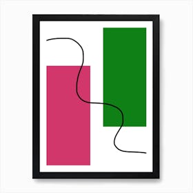Pink And Green Squares Art Print