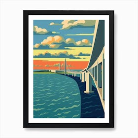 Oresun Bridge, Sweden Colourful 4 Art Print