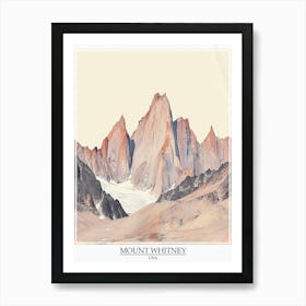 Mount Whitney Usa Color Line Drawing 3 Poster Poster