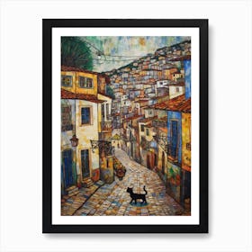 Painting Of Rio De Janeiro With A Cat In The Style Of Gustav Klimt 3 Art Print