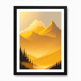 Misty Mountains Vertical Composition In Yellow Tone Art Print