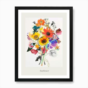 Sunflower 1 Collage Flower Bouquet Poster Art Print