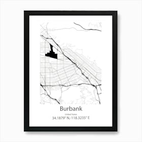 Burbank,United States Minimalist Map 1 Art Print