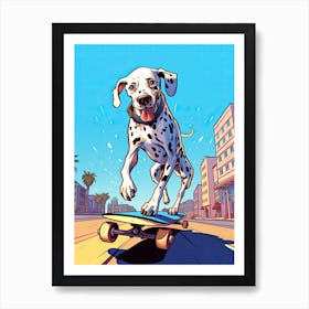 Dalmatian Dog Skateboarding Illustration 2 Art Print