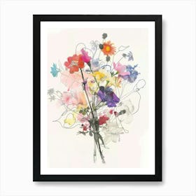 Statice 2 Collage Flower Bouquet Art Print