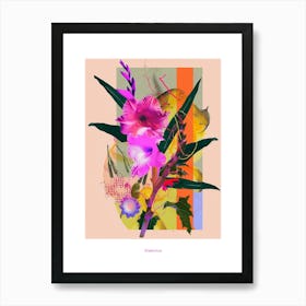 Gladiolus 2 Neon Flower Collage Poster Art Print