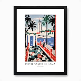 Ponte Vasco De Gama, Portugal, Colourful 3 Travel Poster Art Print