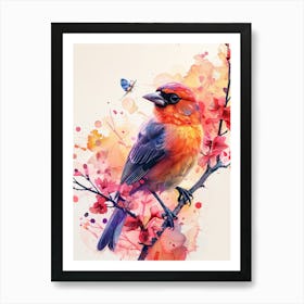 Bird Perched On A Branch Art Print