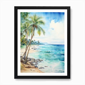 Watercolor Of A Tropical Beach 4 Art Print