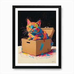 Cat In A Box 2 Art Print