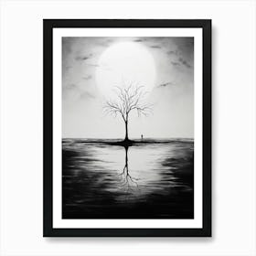 Solitiude Abstract Black And White 4 Art Print