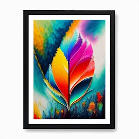 Abstract Rainbow Color Leave Watercolor Painting  Art Print