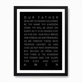 The Lords Prayer Black Art Print