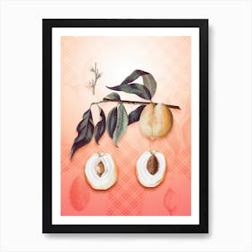 Peach Vintage Botanical in Peach Fuzz Tartan Plaid Pattern n.0047 Art Print
