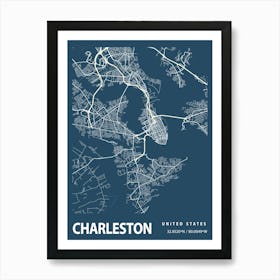 Charleston Blueprint City Map 1 Art Print