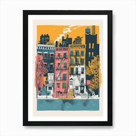 Brooklyn New York Colourful Silkscreen Illustration 1 Art Print