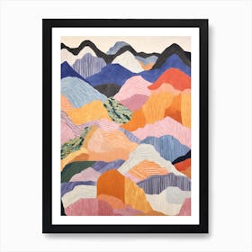 Ben Oss Scotland Colourful Mountain Illustration Art Print