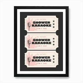 Shower Karaoke - Black Bathroom Art Print