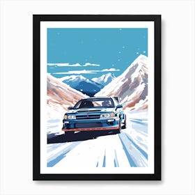 A Mitsubishi Lancer Evolution In The Route Des Grandes Alpes Illustration 2 Art Print