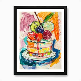 Trifle Jelly Dessert Selection Felt Tip Pen Illustration  1 Art Print