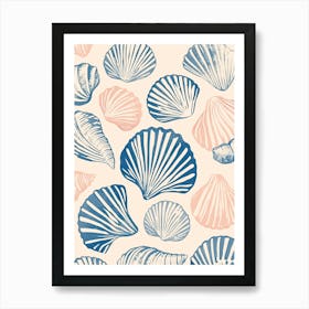 Sea Shells Linocut Pattern Art Print