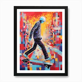 Skateboarding In Zurich, Switzerland Drawing 3 Art Print