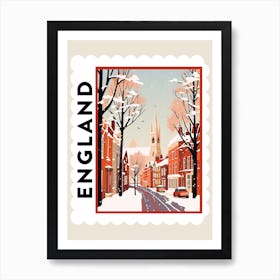 Retro Winter Stamp Poster Canterbury United Kingdom 1 Art Print