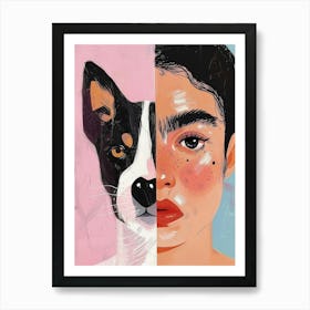 Dog And Girl Canvas Print Art Print