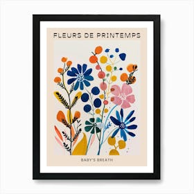 Spring Floral French Poster  Babys Breath 2 Art Print