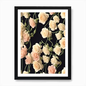 Roses On A Black Background Art Print