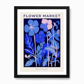 Blue Flower Market Poster Wild Pansy 3 Art Print