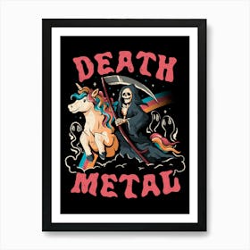 Death Metal - Cute Evil Skull Unicorn Gift Art Print