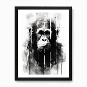 Thinker Monkey Paint Drip Graffiti 3 Art Print