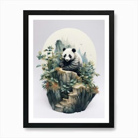 Panda Art Sculpting Watercolour 4 Art Print