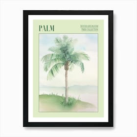 Palm Tree Atmospheric Watercolour Painting 3 Poster Art Print