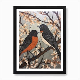 Art Nouveau Birds Poster Blackbird 4 Art Print