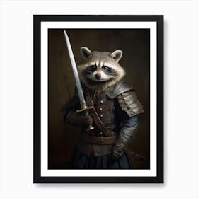 Vintage Portrait Of A Raccoon Dressed As A Knight 4 Art Print
