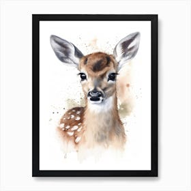 Baby Deer Watercolour Nursery 3 Art Print