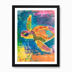 Sea Turtle Rainbow Abstract Scribble 2 Art Print